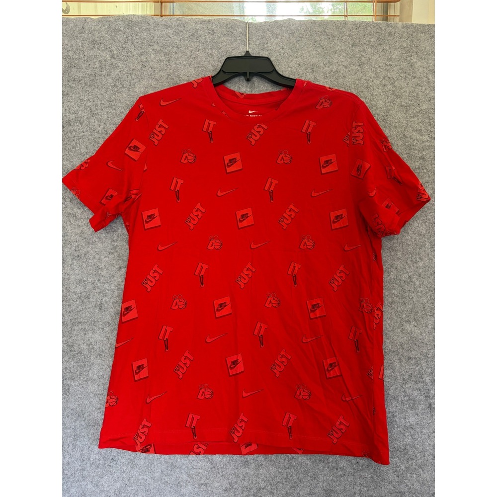 Nike Mens Red All Over Print Just Do It Basketball Graphic T-Shirt XL